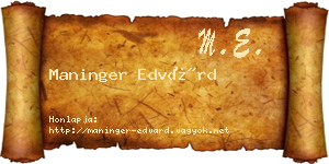 Maninger Edvárd névjegykártya